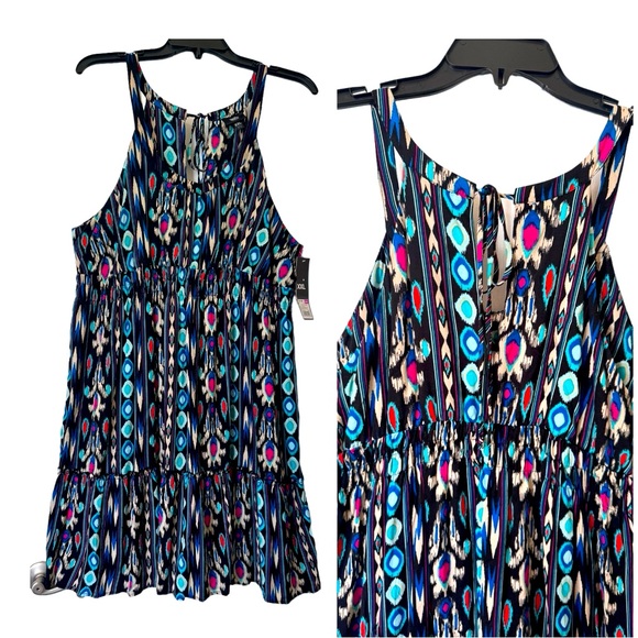 HALTER DRESS MOSSIMO. TIES ON BACK, ELASTIC WAIST, FLOWY RUFFLED HEM. BOHO. NWT - Picture 2 of 14